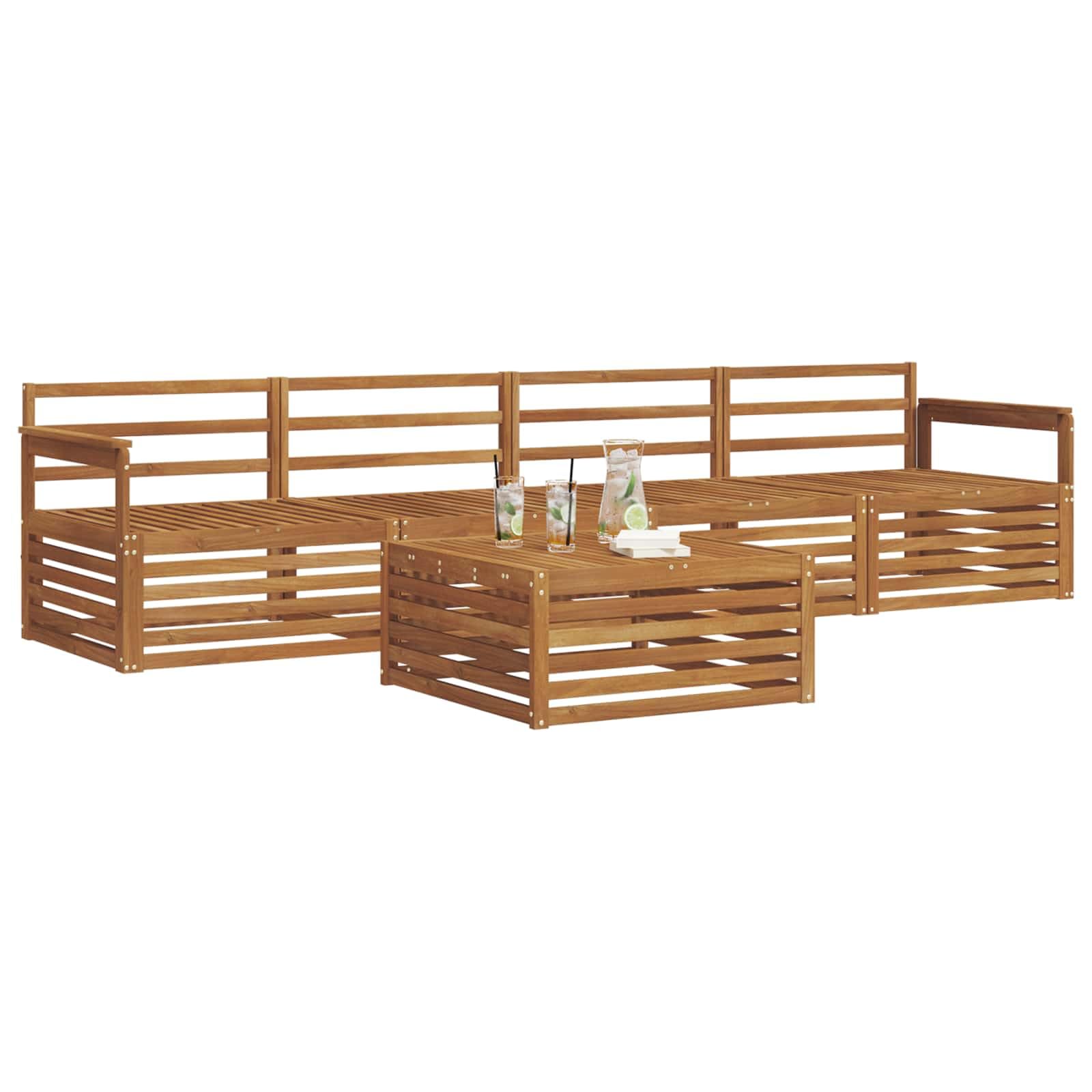Fengshui 5-częściowy zestaw ogrodowy z drewna akacjowego, naturalne drewno lite