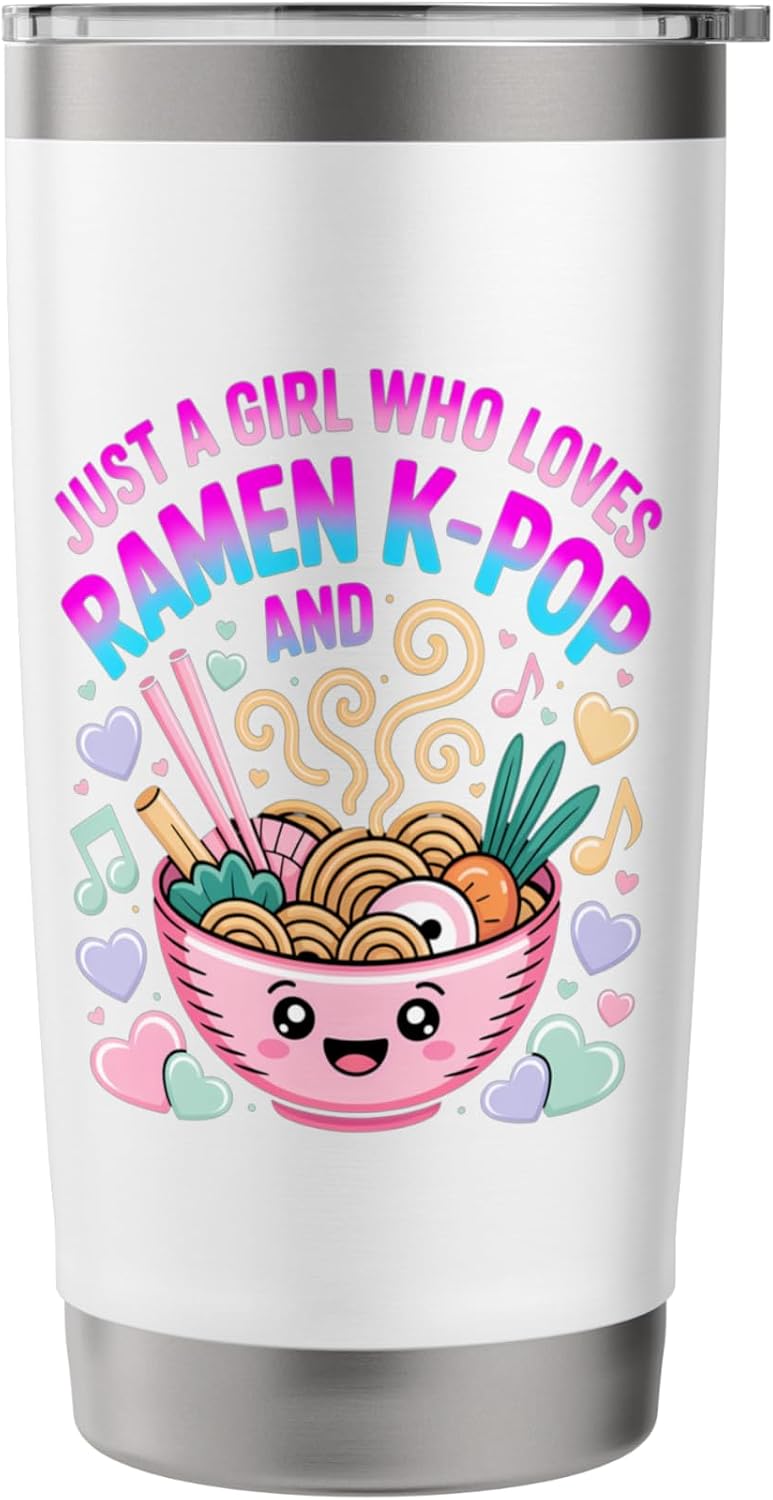 Just A Girl Who Loves Ramen And K-Pop Girl Kpop K Pop Stainless Steel Insulated Tumbler image 3
