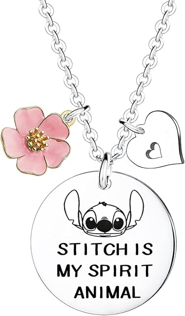 Cute Stitch Gift Stitch Necklace Jewellery Pendant Necklaces Gifts for Daughter, Son, Niece, Nephew, Girls, Boys, Best Friends Birthday Christmas Gifts Stitch is My Spirit Animal