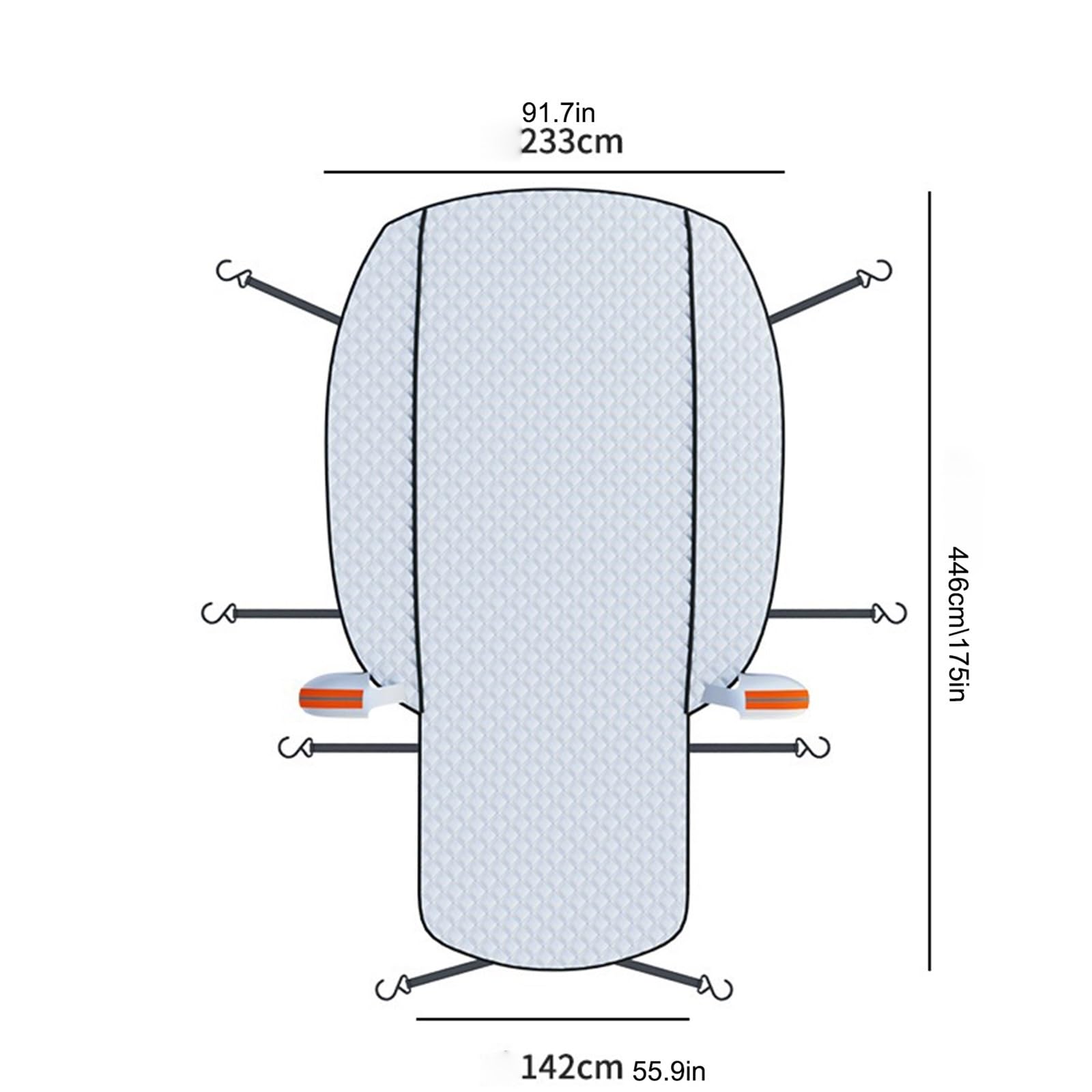 Parasol Coche Delantero, Parasol para Parabrisas de Coche para Todas Las Estaciones, Cobertura Total con Espejos Reflectantes Visibles por La Noche(175x91.7in/446x233cm)