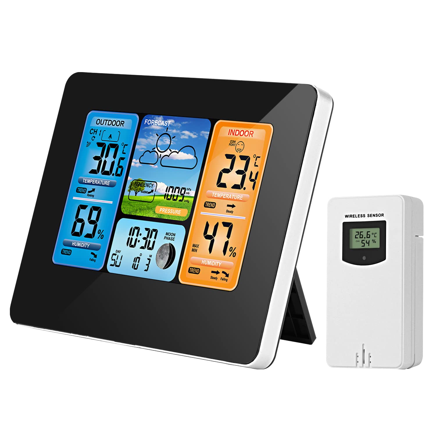 Wireless Weather Stations, Digital Barometer with Outdoor Sensor, Room