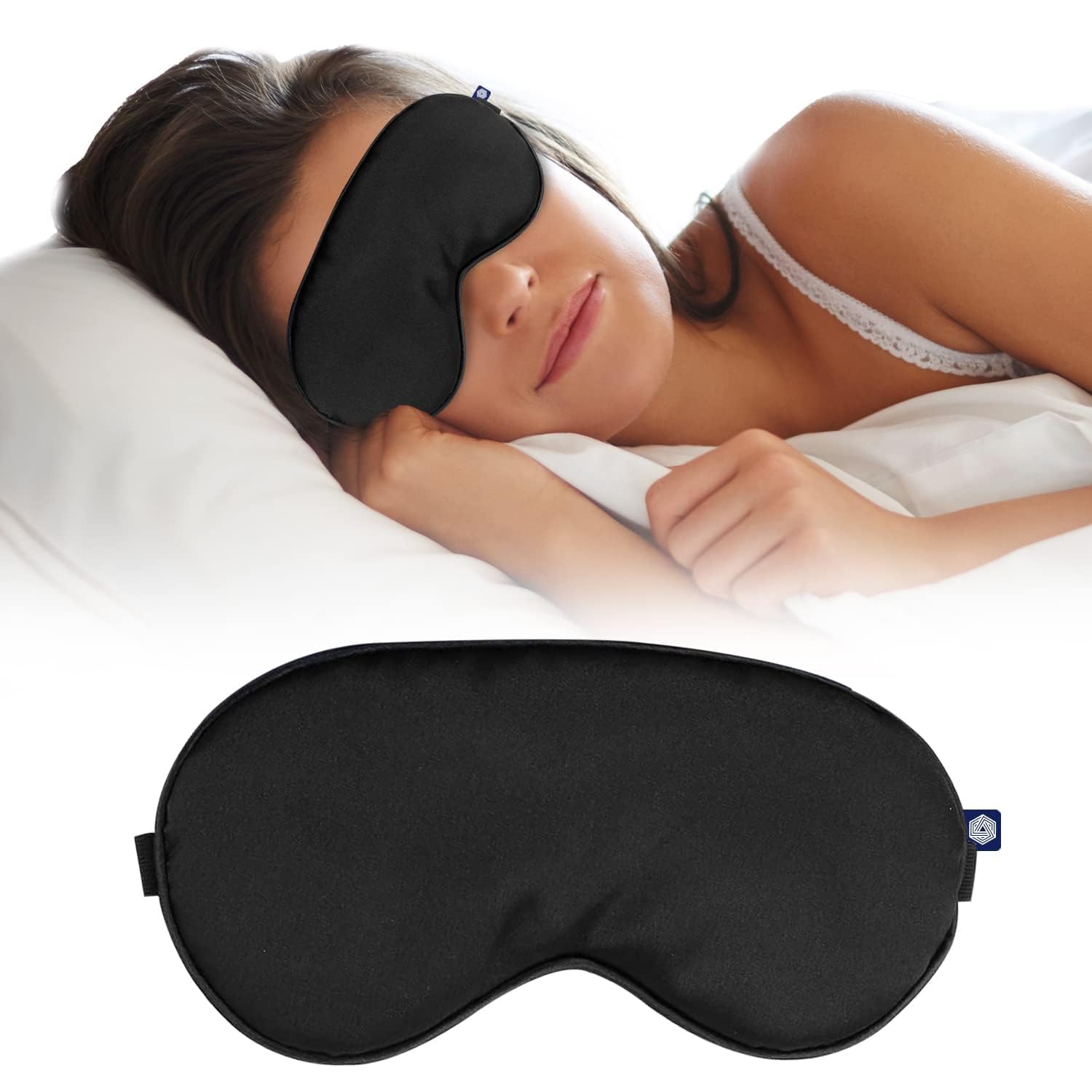 LAKSHIYA 100% Mulberry Silk Eye Mask for Sleeping Adjustable Strap Soft Sleeping Mask for Men Women Travelling Sleep Mask for Girls Sleeping Eye Mask Blind Folds Sleeping, Black-image-42