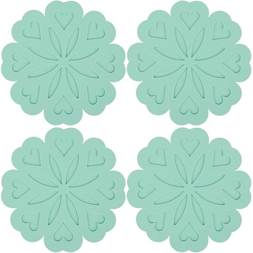 Silicone Coasters Trivet Mats for Hot Dishes, Pot Holders, Flexible Kitchen Trivets Pads for Table, Hot Pots and Pans (Set of 4, Mint Green)