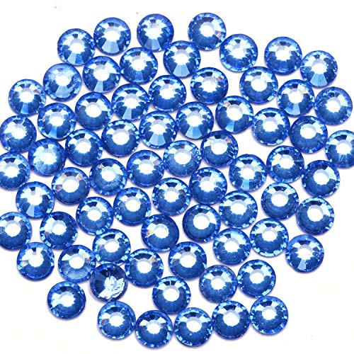 Image of 3000 Pieces Hot Fix Glass Flatback Rhinestones HotFix Round Crystal Gems (Light Sapphire, SS10)