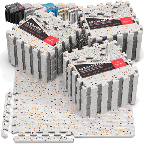Image of bemaxx Gym Mats Set - EVA Interlocking Foam Floor Tiles (12.6 inchx12.6 inchx0.4 inch) Protective Gym Flooring Sports Home Workout Exercise Mats Puzzle Garage Fitness Play-Room Pool Treadmill Bike, 54 pcs, 54sqft