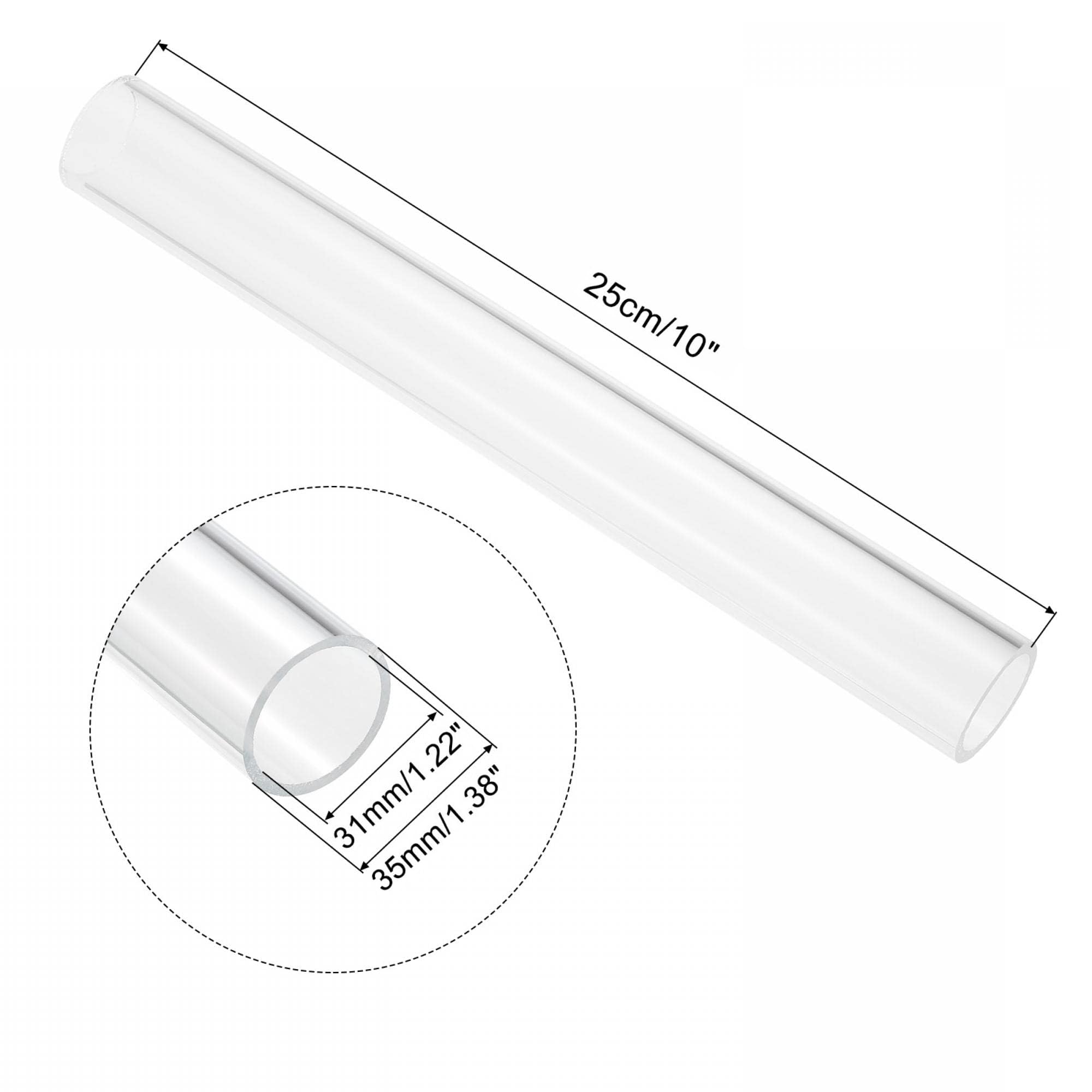Unifizz Tubo in plastica acrilica trasparente, rotondo, rigido, diametro interno 31 mm, diametro esterno 35 mm, per illuminazione, modelli, impianti idraulici, artigianato