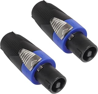 XMSJSIY Speakon Connector NL4FC Speaker Cables Head Speakon Cable Connector 4 Pole Adapter Twist Lock Audio Speaker Plug 1/4" Cables Compatible with Speakon NL4FC,NL4FX,NLT4X,NL2FC - 2PCS