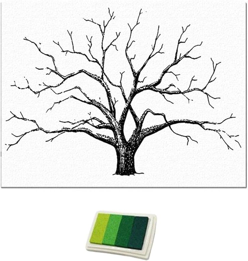 2xWedding Thumbprint Tree Finger Painting Wedding Guest Book Green