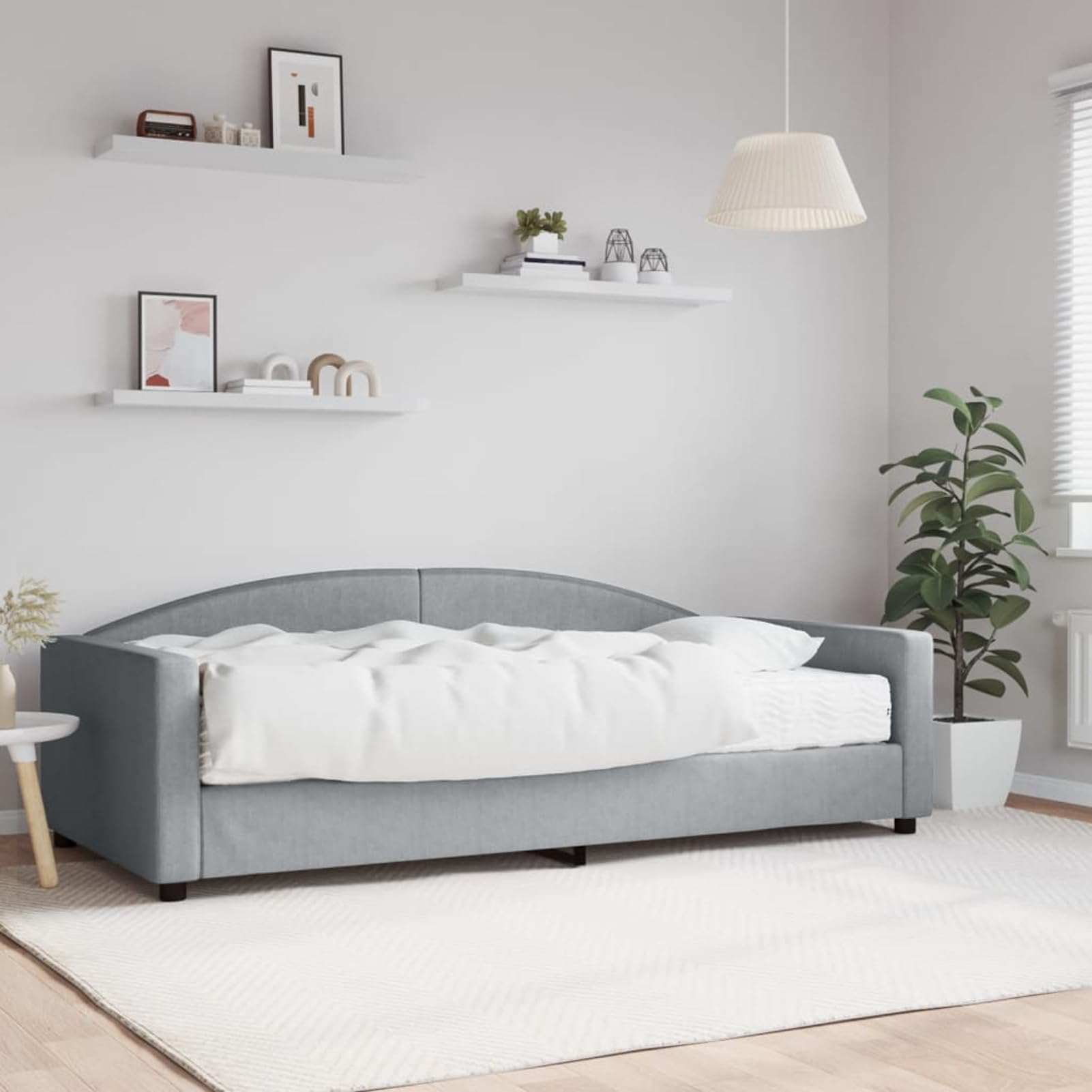 ATOMSTACK MAKER Sofa Cama Diario 2-en-1 Gris Claro 100 x 200 cm Con Colchón de Espuma Incluido, Estructura de Madera y Metal, Ideal para Salón o Dormitorio de Invitados, Fácil Montaje