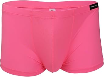 iEFiEL Man Cooling Ice Silk Smooth Bulge Pouch Good Support Boxer Shorts Bikini Underwear Pink M