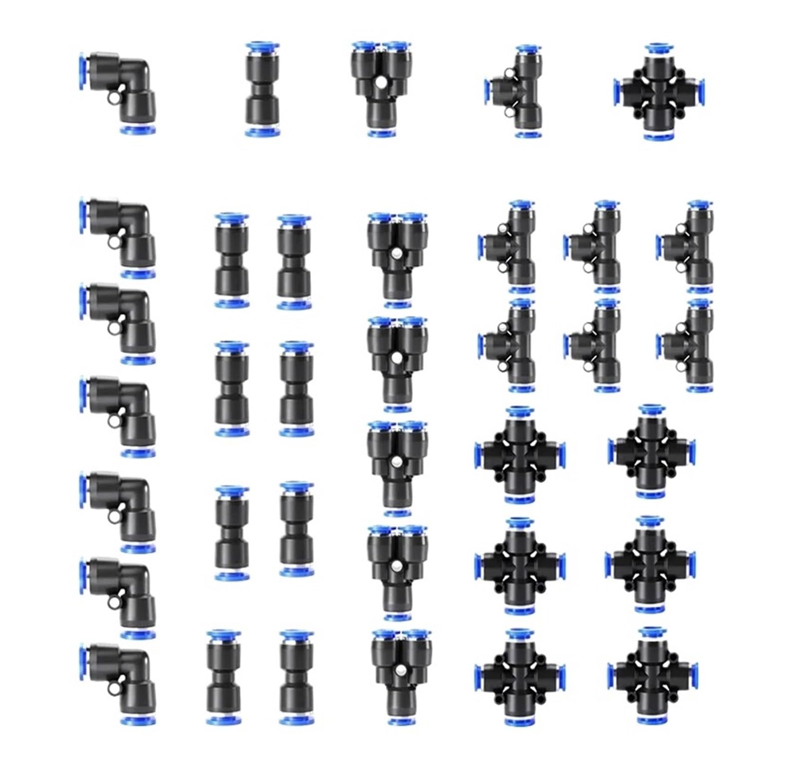 Eyjoutxgg 6Mm 32Pcs Pneumatic Fittings Kit 4Mm 8Mm 10Mm Push To Connect Air Hose Connectors Straight Elbow Tee Y Splitter Quick Release(6Mm)