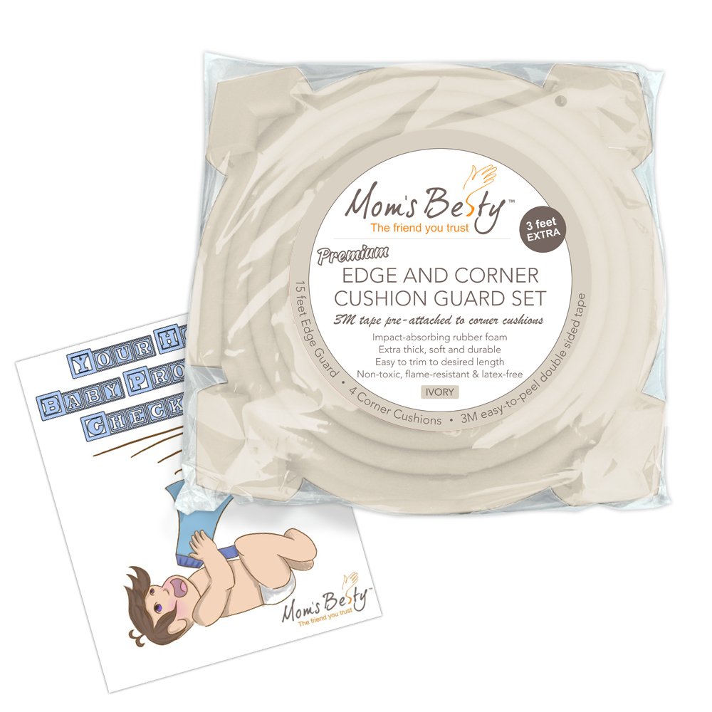 Mom's Besty - Juego de protectores de seguridad para niños y defensas para muebles, Marfil blanco