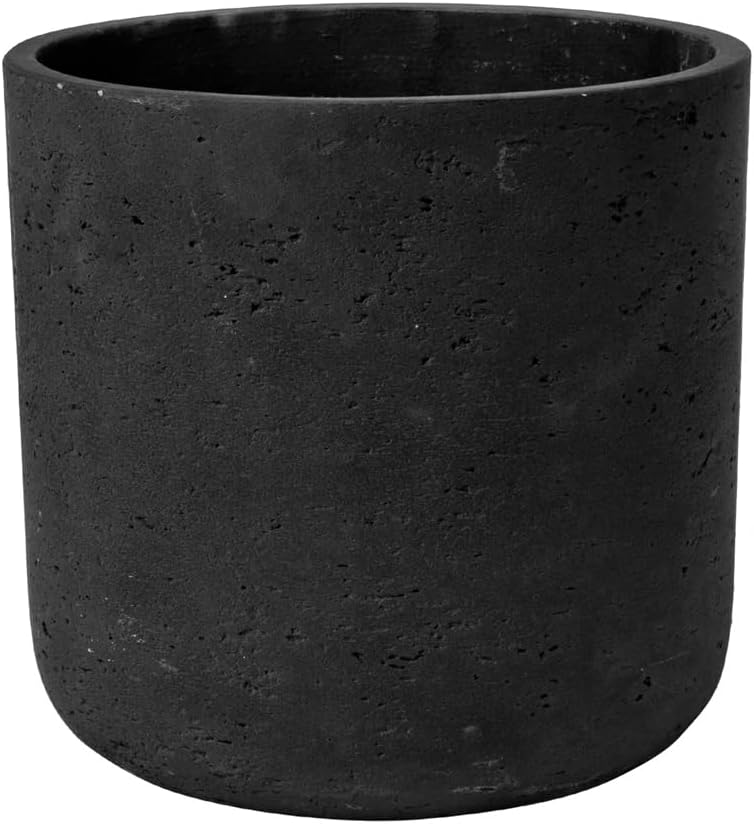 Planter Black Washed Fiberstone indoor and outdoor Flower Pot 7"H x 7"W - by Pottery Pots