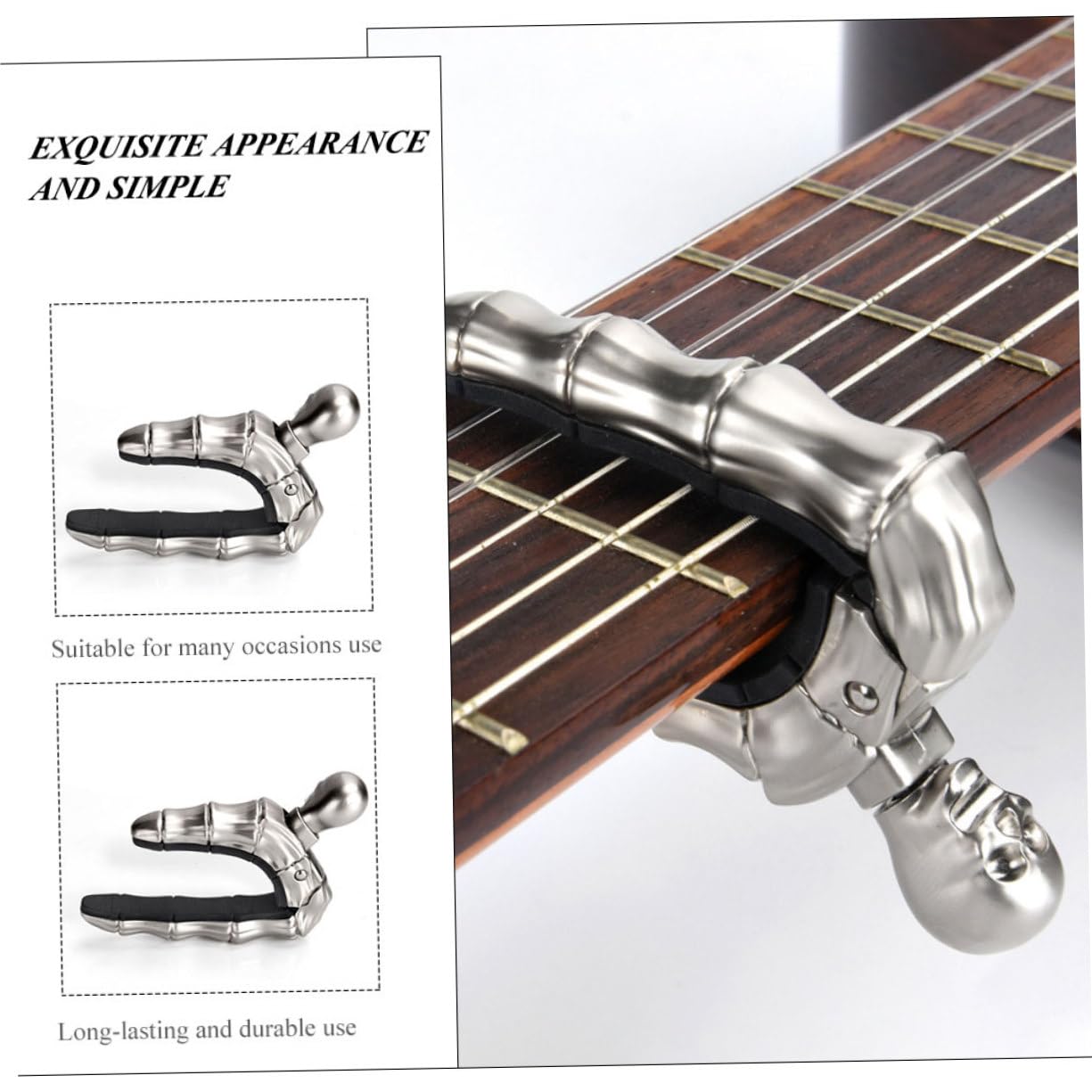 Kisangel 2 Piezas Capo de Guitarra con Diseño de Calavera Práctico Clip para Guitarra y Ukelele Accesorio Musical Elegante y Duradero para Profesionales y Principiantes para Fiestas de