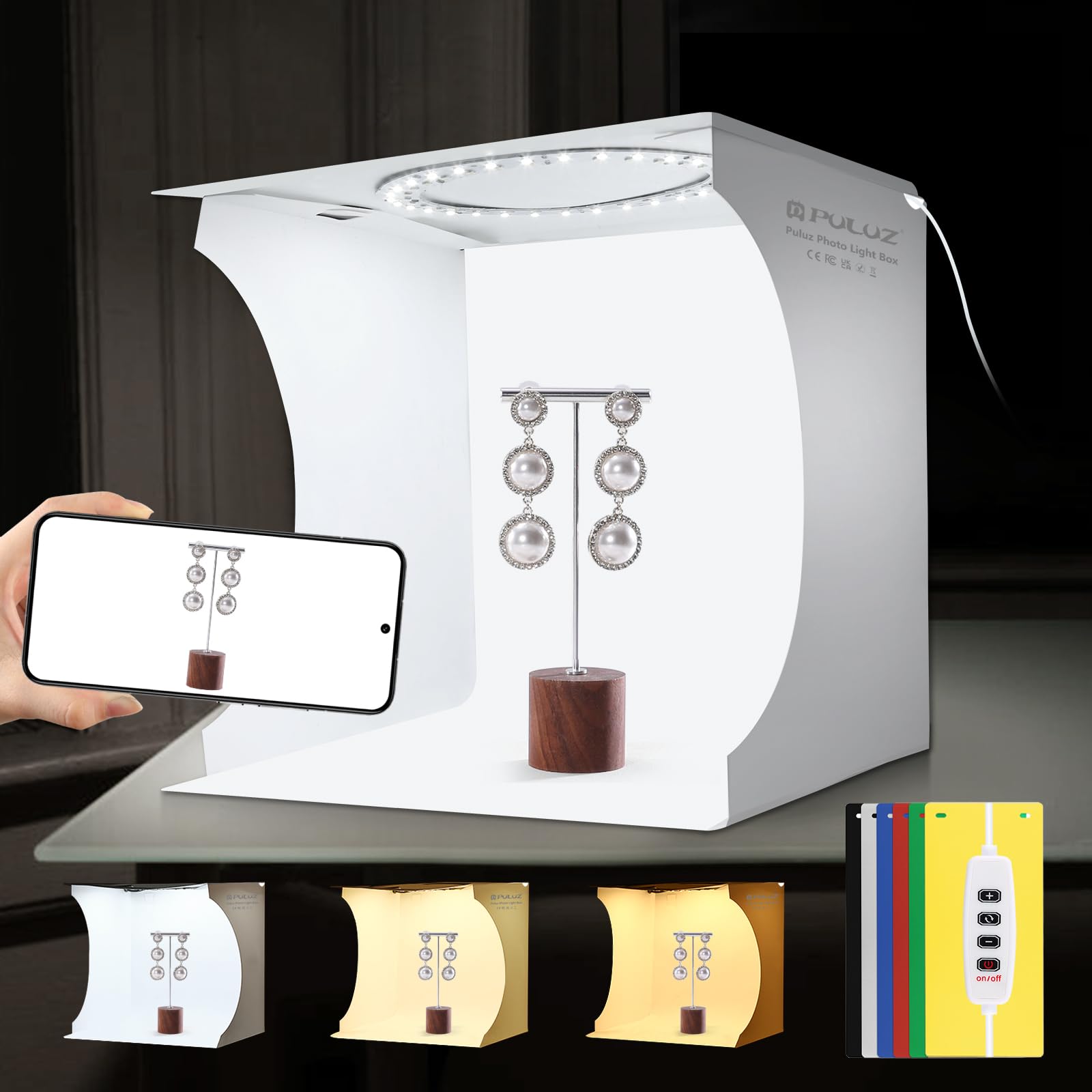 その他 PHOTO LIGHT BOX PHOTOLR PULUZ Light Box Mini Photo Studio, 72 Pcs LED Lights with