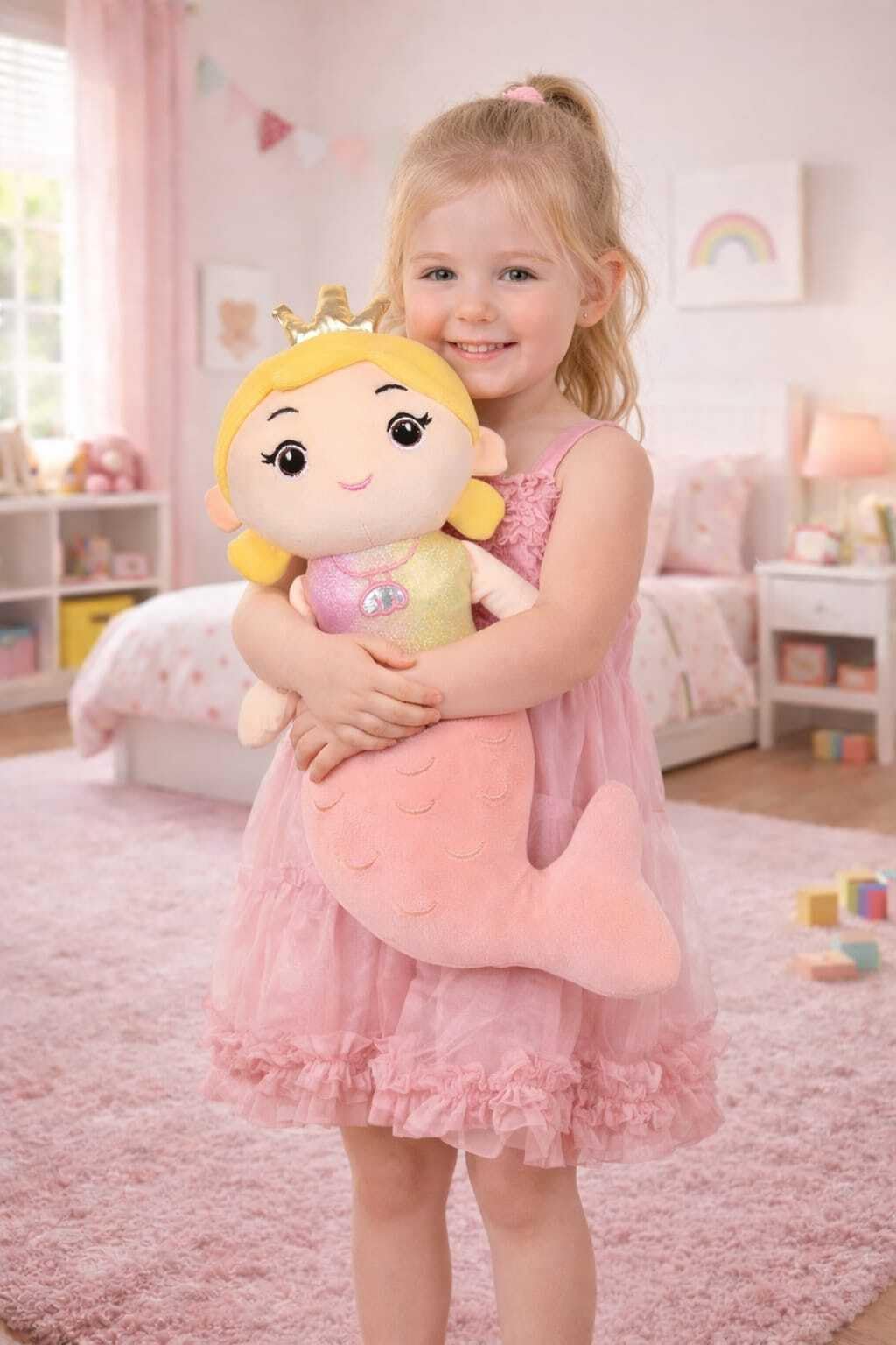 BESTIES Soft Toy for Kids Mermaid Plush Toys Gift Babies Cuddly Animal Stuffed Cute Teddy Bear Plushie Safe & Huggable Gifts for Toddlers, Boys & Girls (Mermaid Pink 36 CM)-image-30