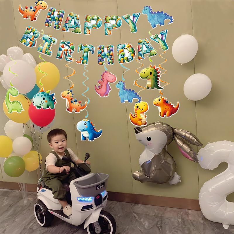 Image of Cute Cartoon Dinosaur Happy Birthday Banner for Kids - Dinosaur Birthday Party Decorations,Dino Happy Birthday Banner Party Supplies - Boys and Girls