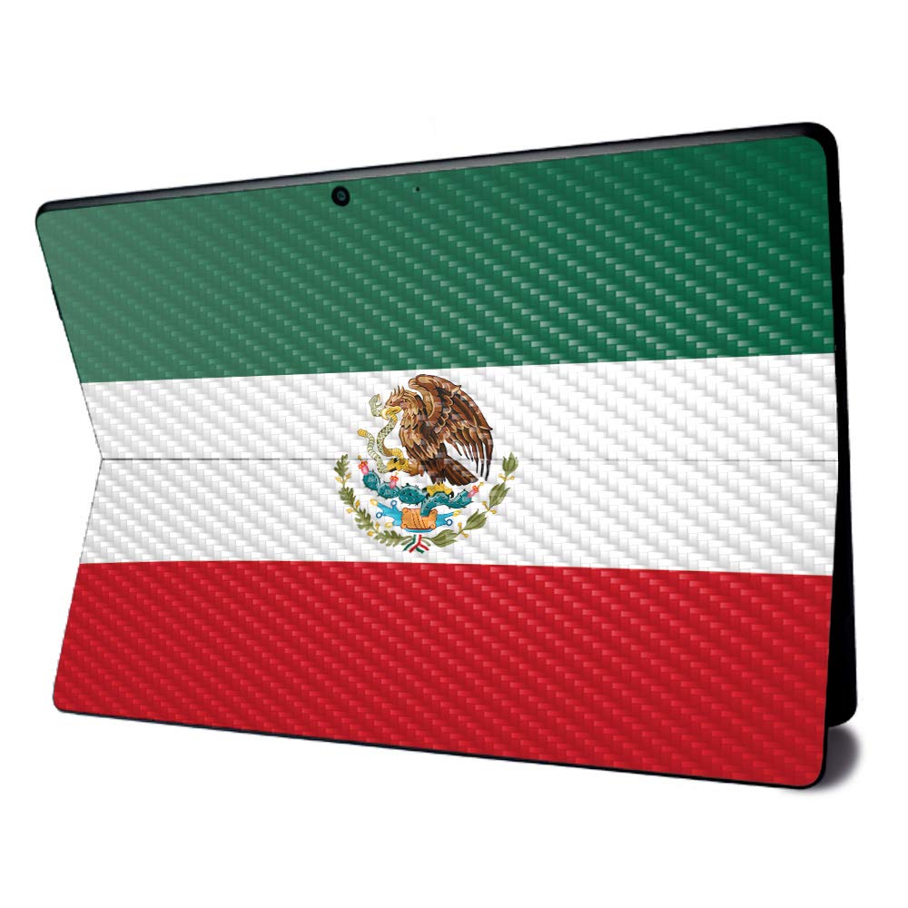 MightySkins Carbon Fiber Skin for Microsoft Surface Pro X - Mexican Flag | Textured Carbon Fiber Finish | Easy to Apply, Remove, and Change Styles | Made in The USA