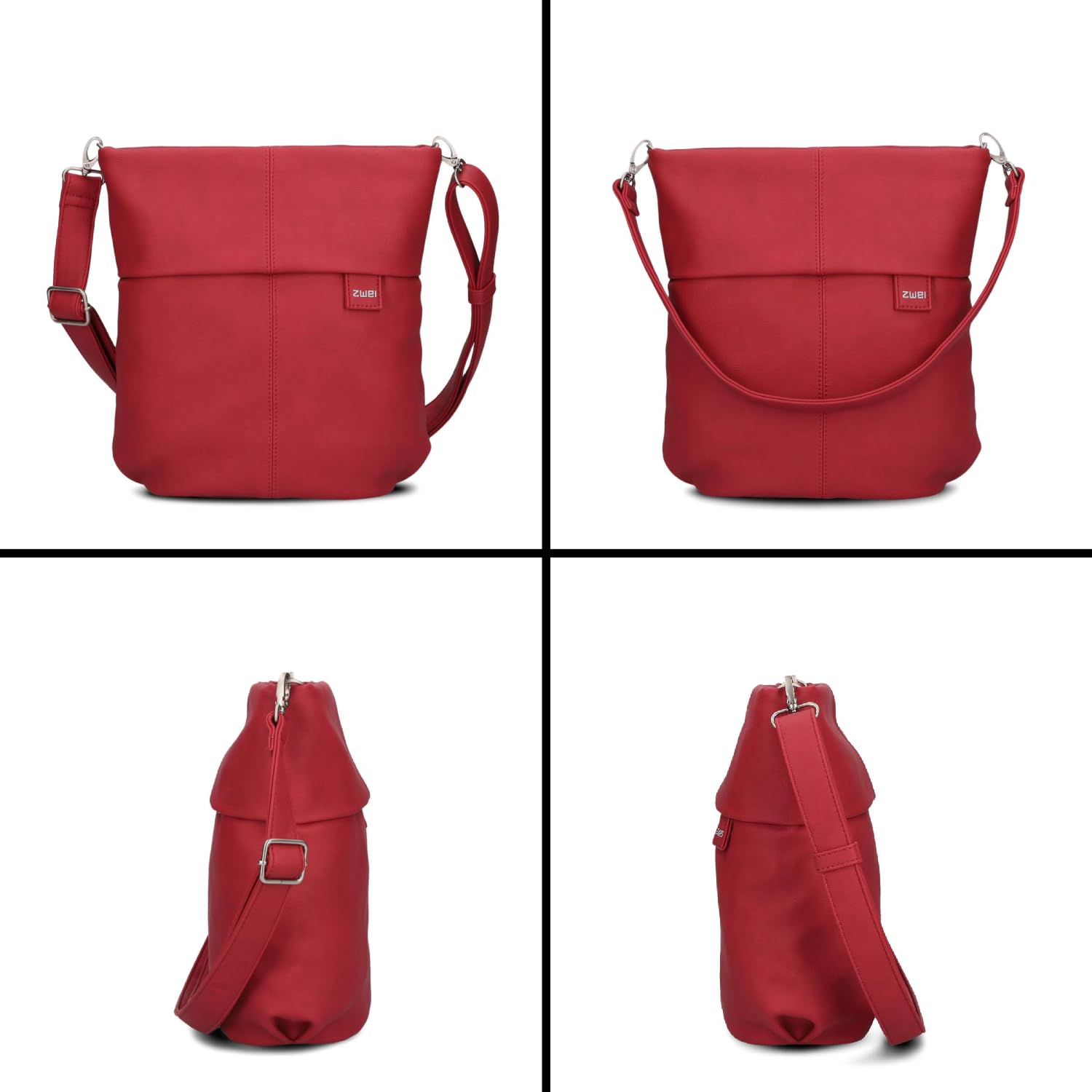 Zwei Damen Handtasche Mademoiselle.M M90 Umhängetasche 6 Liter klassische Crossbody Bag, weiches Kunstleder, Schulter-Tasche inklusive zweitem kurzen Gurt (lipstick)