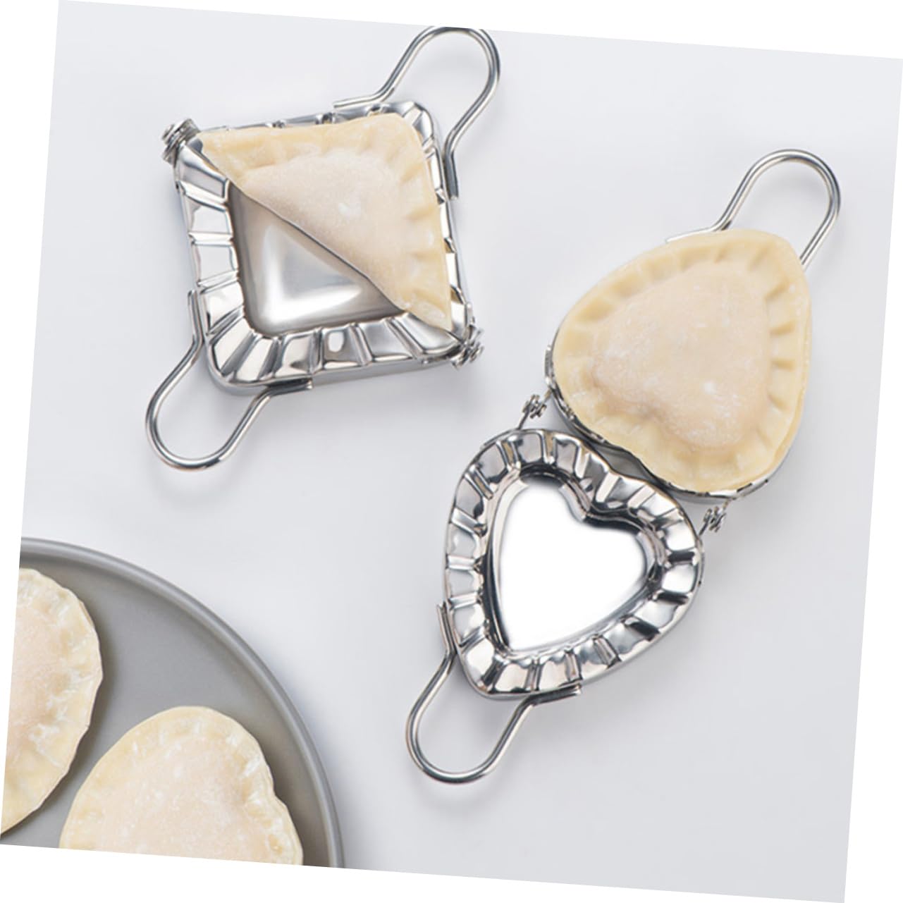 Garneck Heart Shape Dumpling Steel Handle 304 Steel Dumpling Maker Quick Easy to Clean