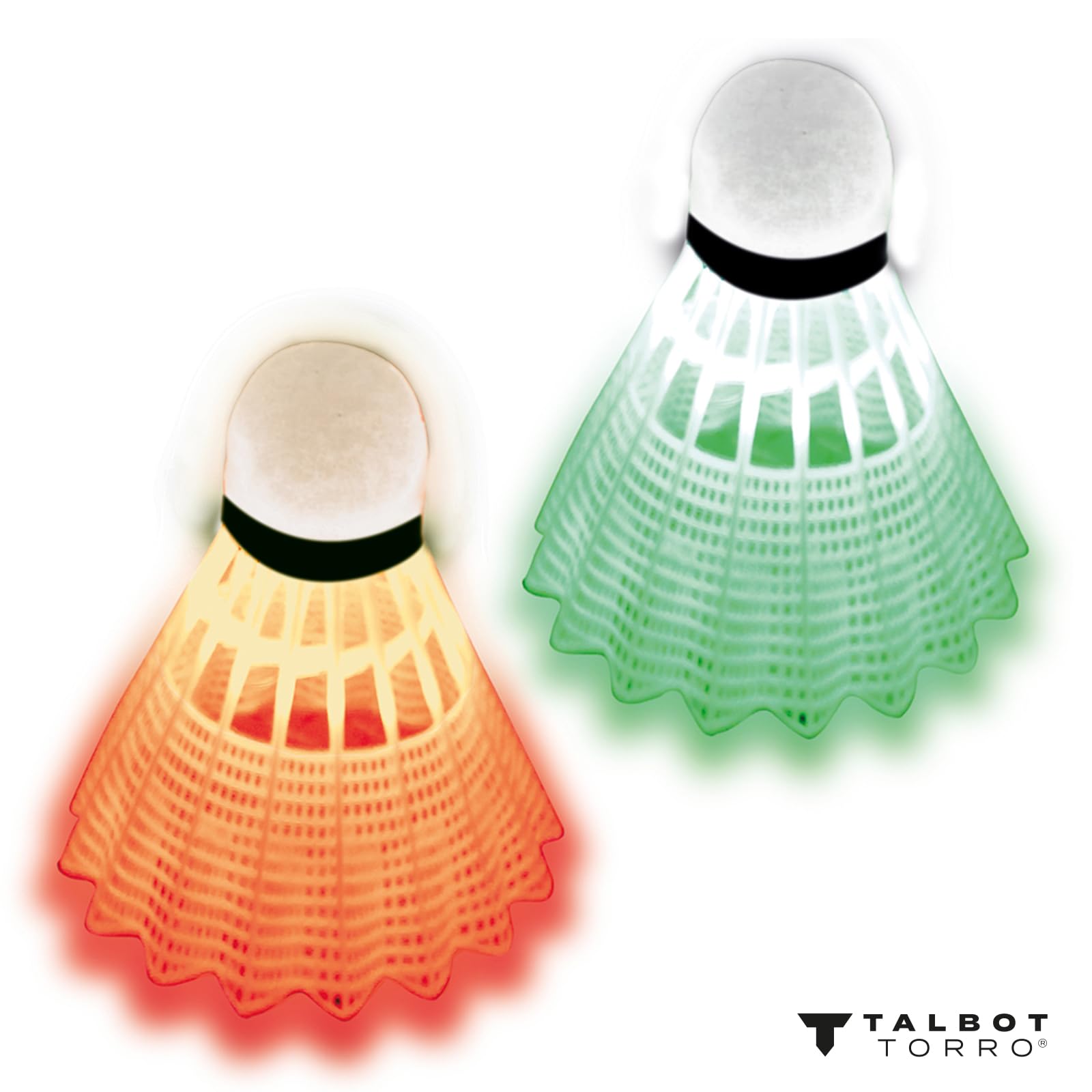 Talbot Torro Volantes de Bádminton Magic Night LED 3 Pelotas con Plumas de Plástico Brillan en la Oscuridad Interior y Exterior