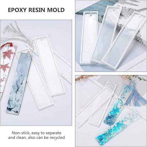 Miniatura 5 de COHEALI Marcapáginas 12 piezas de silicona transparente para hacer marcadores de libros, moldes de resina epoxi transparente, moldes de fundición