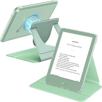MoKo 360 Rotating Case for 6" All-New Kindle 11th Generation-2024/2022 Release, Clear Back Detachable Magnetic Protective Adjustable Stand Cover with Auto Wake/Sleep, Matcha
