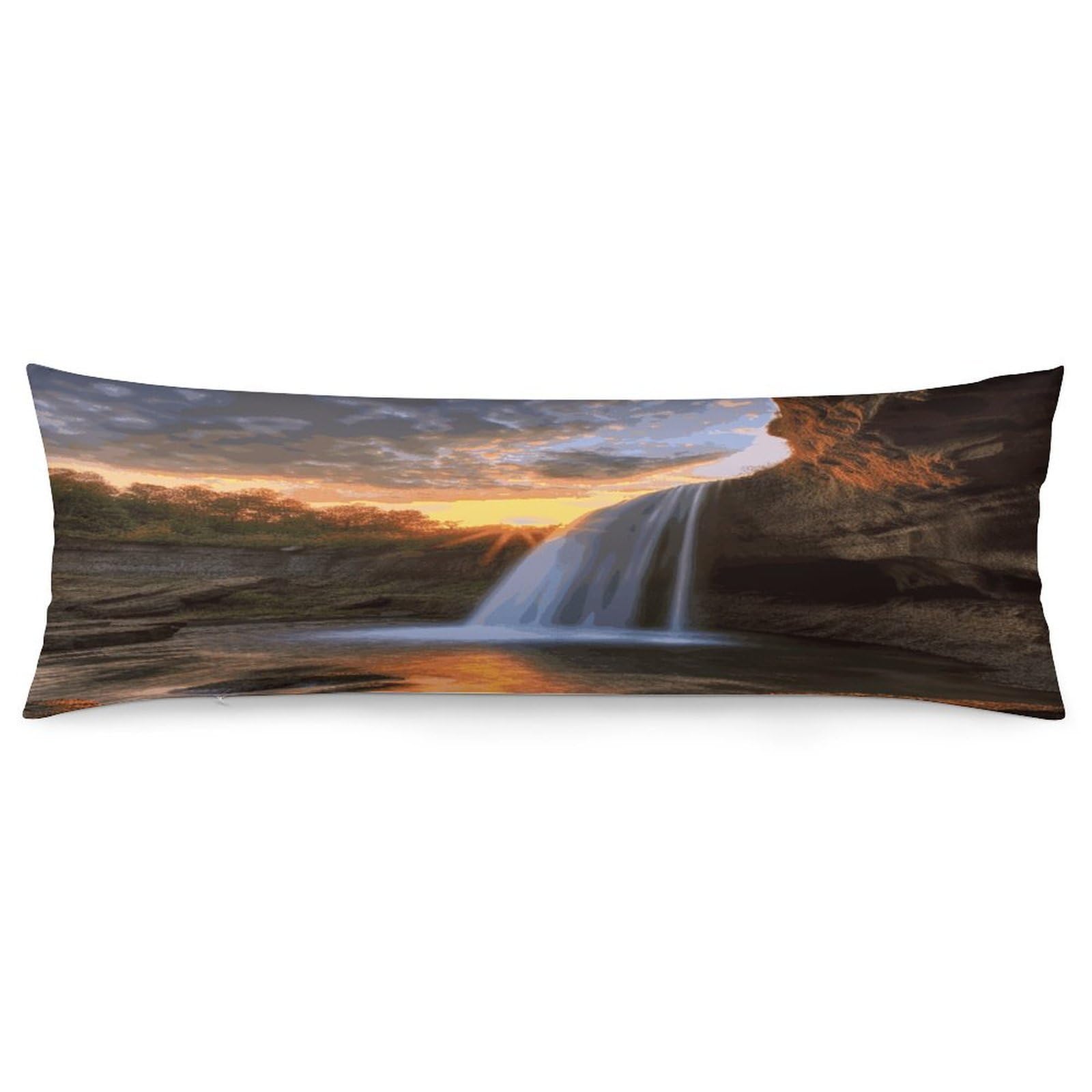 Waterfall at Sunset Pillowcase Long Body Pillow Cover Soft Decorative Body Pillow Case Breathable Large Pillowcase Cute Cozy Pillow Protector for Bed Sofa Couch Room 18.9 X 53 Inch