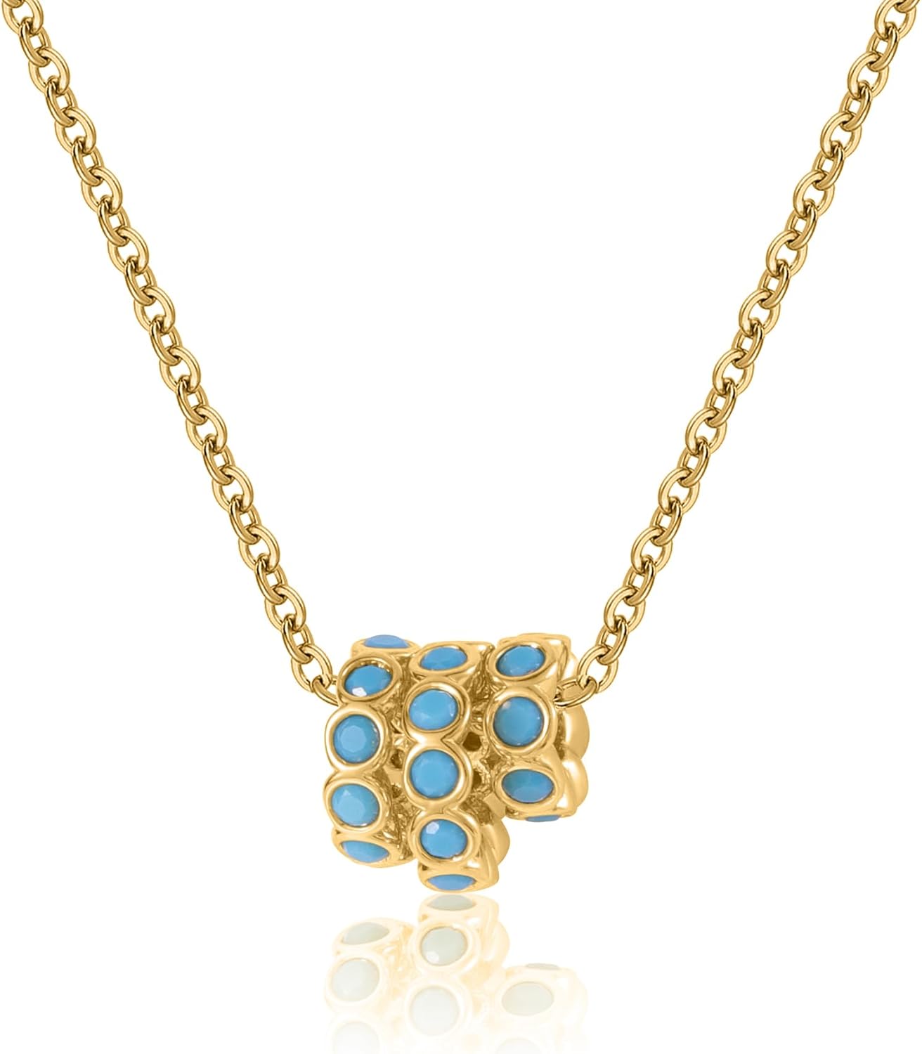 Gold Plated Necklace for Women Triple Circle Pendant Sparkling Cubic Zirconia Accents Dainty Chain Elegant Minimalist Jewelry with Interlocking Rings Meaningful Gift for Birthday Anniversary