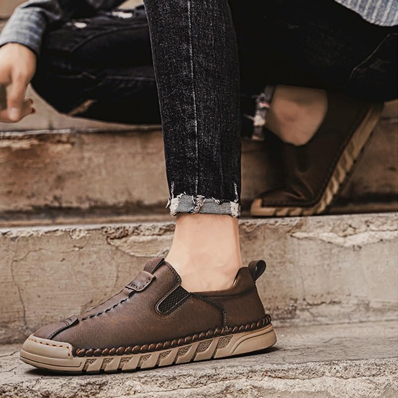 Shoes Men's Outdoor Soft-Soled Slip-on Loafers Flat-Soled Round-Toed Oxford Shoes Men Comfortable Versatile Shoes for Travel Shopping Driving3