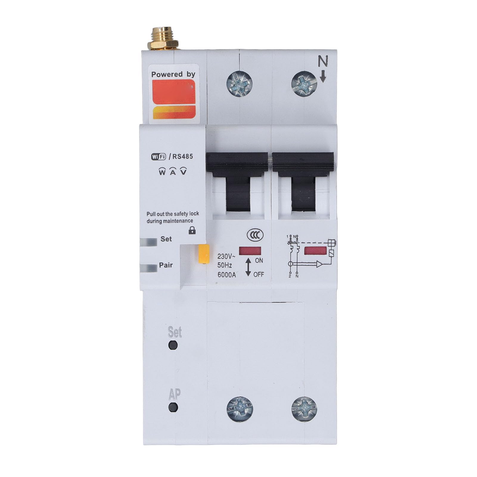 Hyuduo Interruttore Automatico WiFi Intelligente, Interruttore Automatico Telecomando ABS 230 V 40 A 2 P con Protezione da Sovraccarico Archiviazione Dati, per Utenti di Quadri Elettrici con Scatola