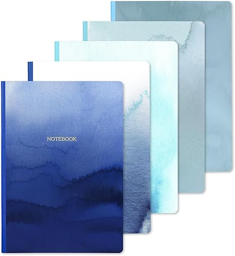 Paquete de 5 cuadernos de diario, diario ligero y portátil, paquete de cuadernos a granel, paquetes de cuadernos escolares y de trabajo, 30 hojas,