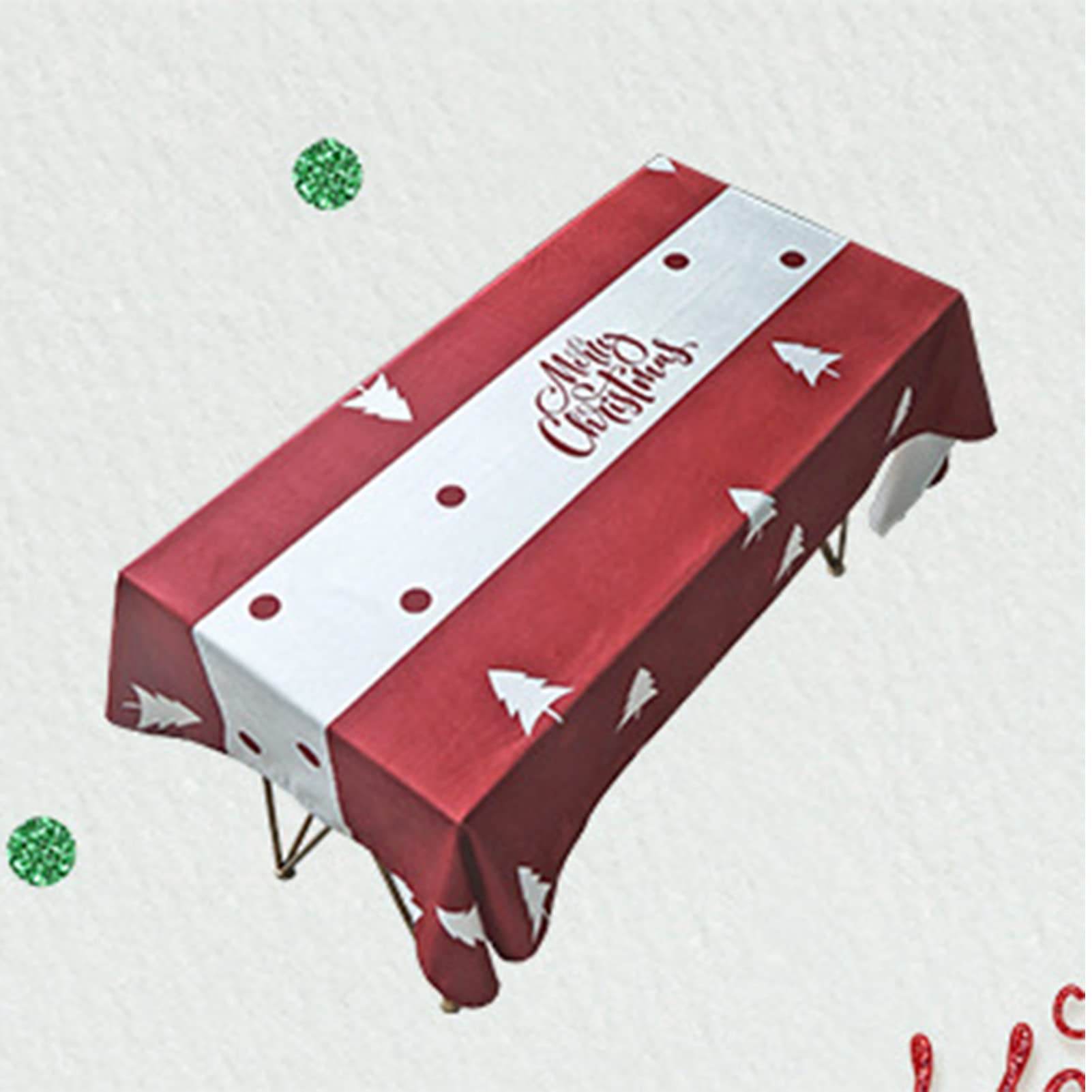 Copritavolo con Poliestere, Tovaglia di Natale Antimacchia Rettangolare Lavabile Resistente per Cucina Festa Decorazione (Foresta Rossa,100 x 160cm)