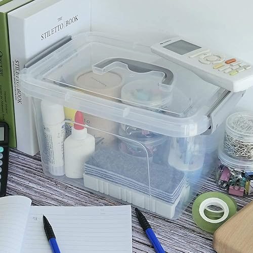 Miniatura 5 de Contenedores de almacenamiento de plástico de 6 cuartos de galón con tapas y asas, 6 paquetes