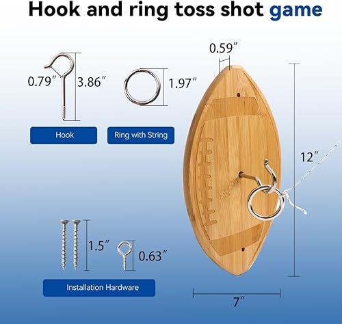 Miniatura 9 de Juego de lanzamiento de anillos GSE para adultos, juego de lanzamiento de gancho y anillo, soporte de pared para exterioresinteriores, juego de