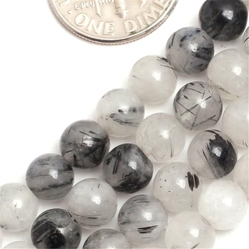 GEM-Inside - Cuentas sueltas de ágata de cuarzo, piedra de energía redonda natural de 0.236 in, para hacer joyas de 15 pulgadas