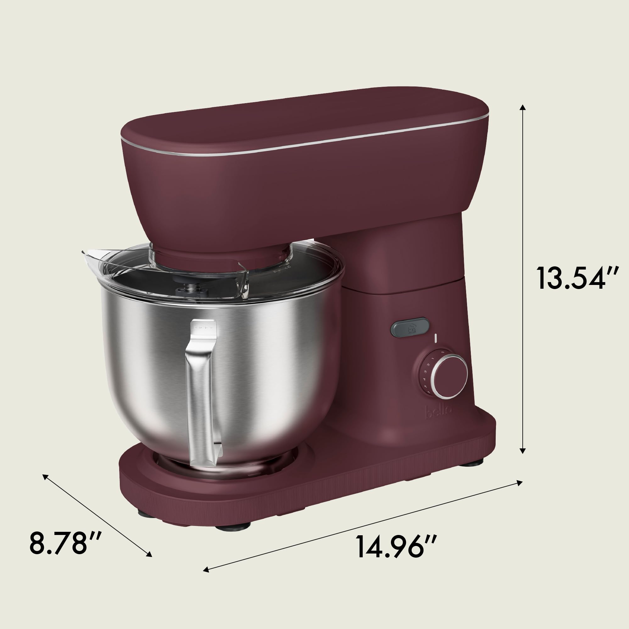 bella STIR 5.3Qt Tilt-Head Stand Mixer, 12-Speed Countertop Mixer, Fig view 9
