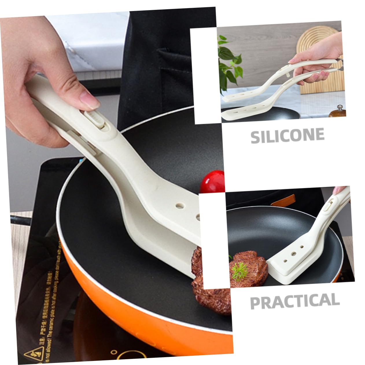 5stücke Silicone Küchenzange Hitzebeständige Spatel Und Grillzange Multifunktionale Kochzange Für Bbq Steak Fisch Und Einfach Zu Reinigen Rutschfester Griff