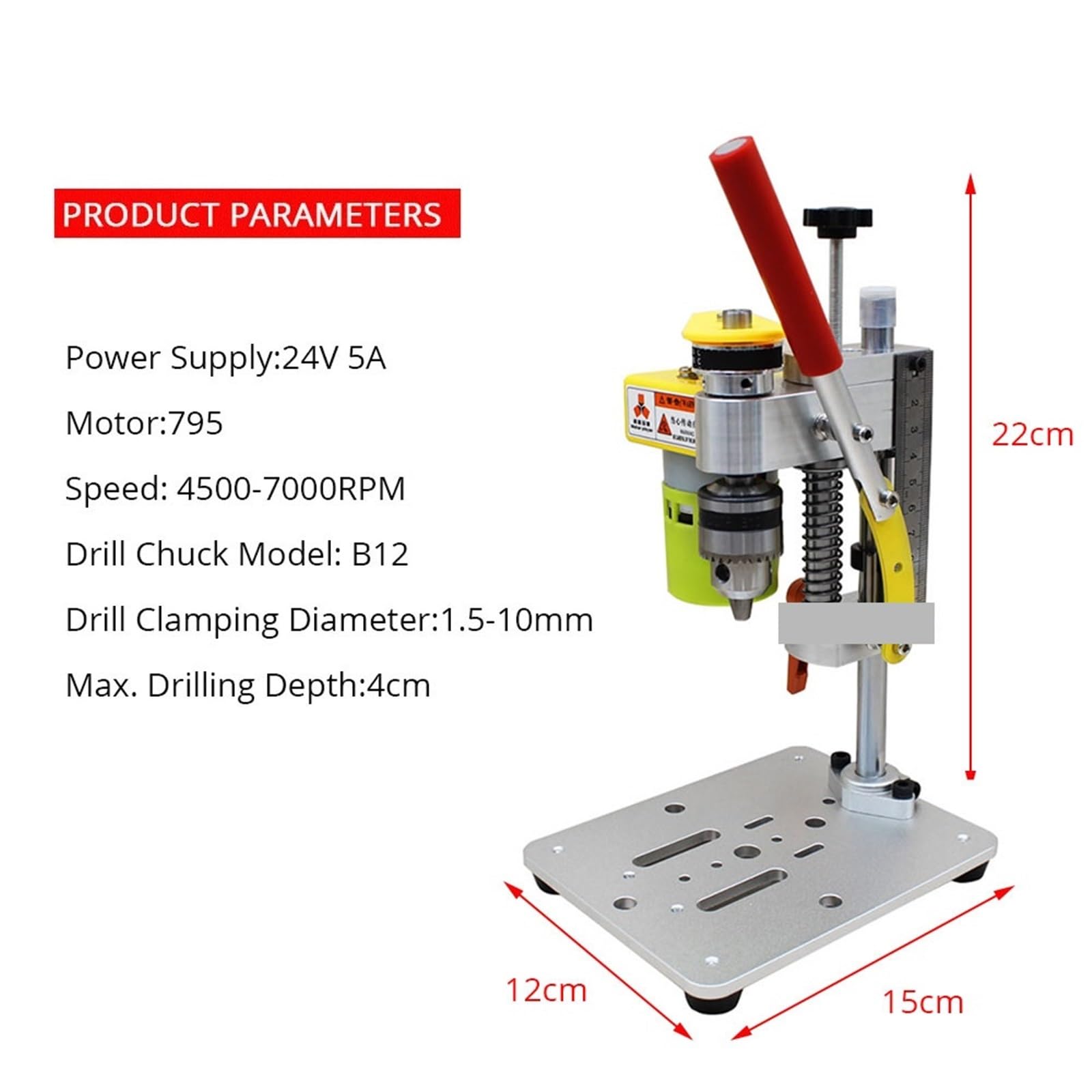 Taladro de banco, minitaladro de columna, Mini taladro de precisión de escritorio con mesa deslizante CNC, motor 795, mandril B12 for manualidades, herramientas de bricolaje, artesanías de madera, fab