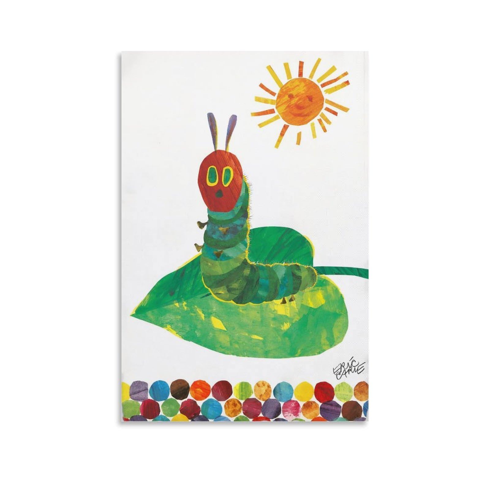 Eric Carle Prints,Sunning Caterpillar (2) by Eric Carle Children's Book Illustrations Artworks Picture Print Poster Wall Art Painting Canvas Deco