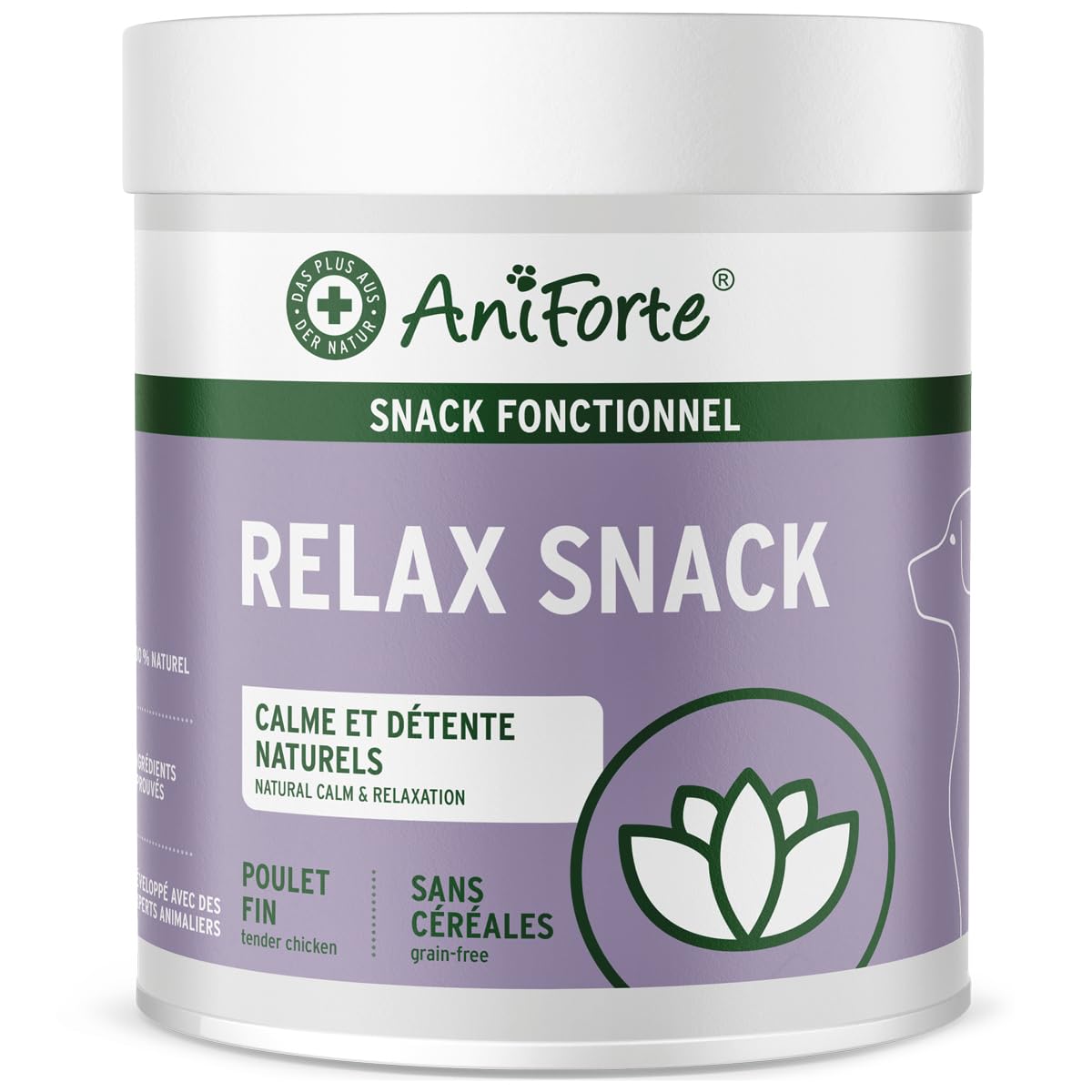 AniForte Snack Relax, Friandise Premium pour Chiens 300 g - Détente et apaisement Naturel, Snack Anti-Stress, à la valériane, à la mélisse et au romarin, Aide en Cas d'anxiété et de nervosité