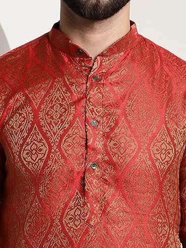 Image of SOJANYA (Since 1958 Men's Silk Blend self Design Kurta and Churidar Pyjama Set