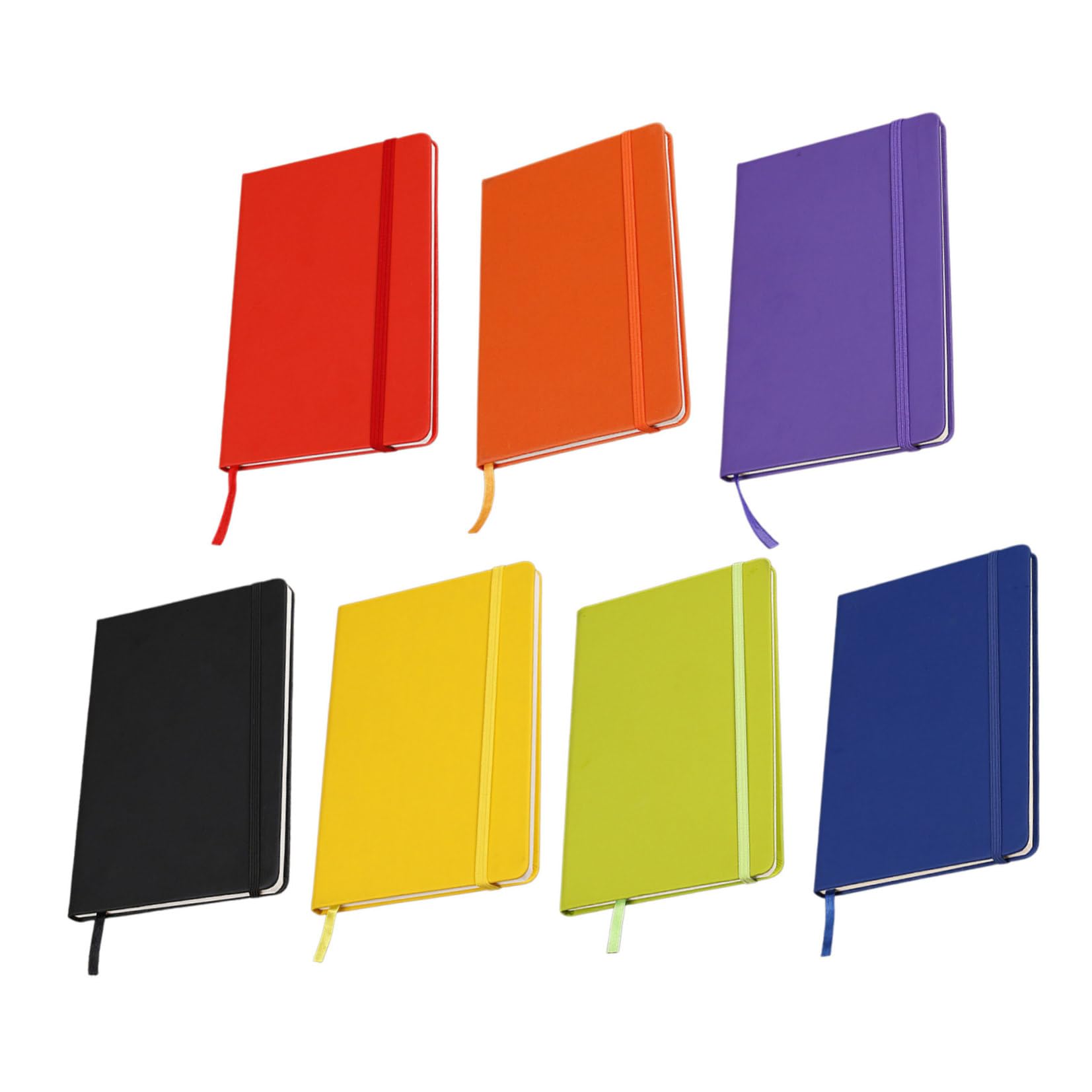 Set da 7 Quaderni Tascabili A6 con Righe, Copertina in Pu e Chiusura Elastica, Blocco Note Portatile per Appunti Scuola e Riunioni, Carta di Qualità per Prevenire Sbavature