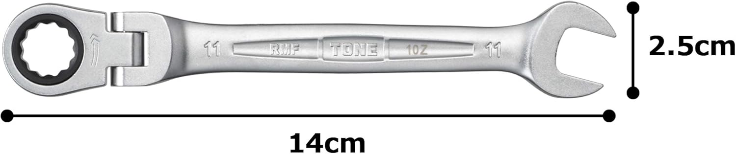 Tone RMF-11 Oscillating Ratchet Eyeglass Wrench, Width of Both Sides, 0.4 inches (11 mm)