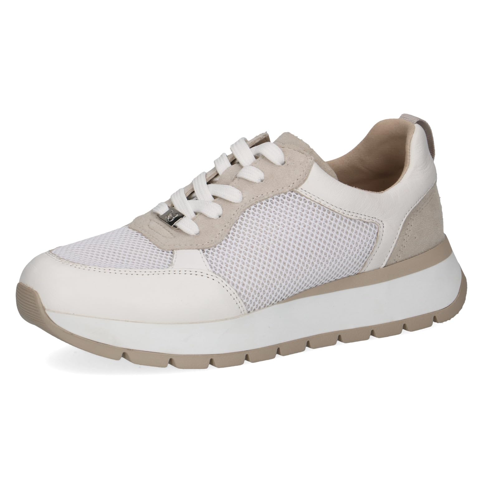 CAPRICE Women's Flat Sneakers with Laces Sporty, White (White Comb), 6.5 UK