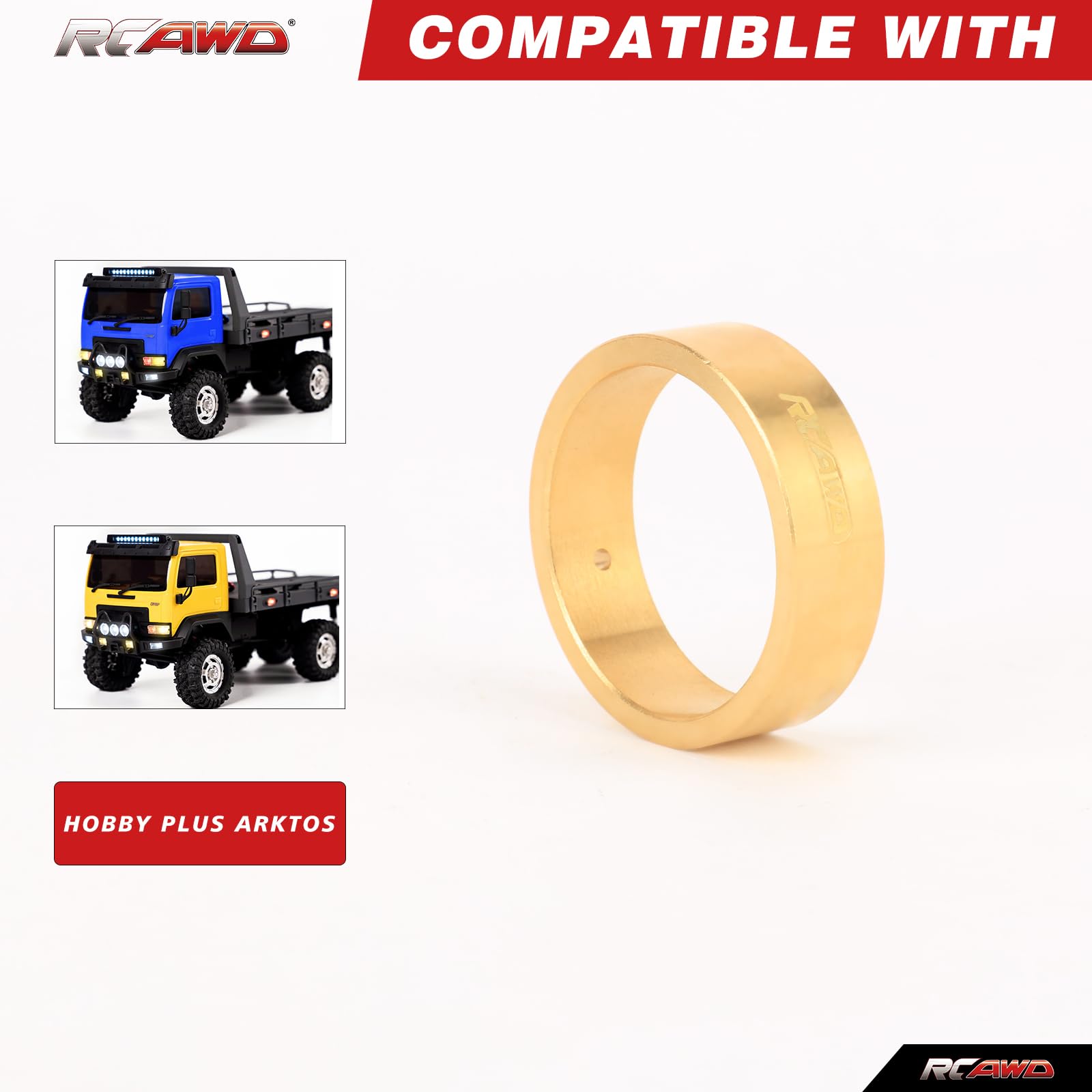RCAWD 176 g Brass Weighted Arktos Wheel Rim Rings for Hobby Plus HB 1/18 CR-18P 6X6 Front Center Rear Upgrades Parts 6 pcs