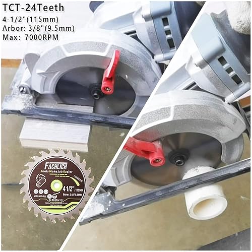 Miniatura 4 de Juego de hojas de sierra circular de 4-1/2", 6 hojas de sierra HSS/TCT/diamante para cortar madera, metal, plástico, azulejos, eje de 3/8 pulgadas