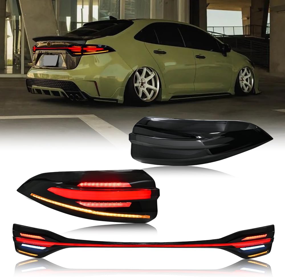 T T-ABC New Taillight Compatible with Toyota Corolla Tail Light 2020-2026 L LE SE Nightshade XSE XLE Apex Edition Hybrid Rear Lights Spoiler Trunk Accessories Custom Back Replacement (T1R Sedan)