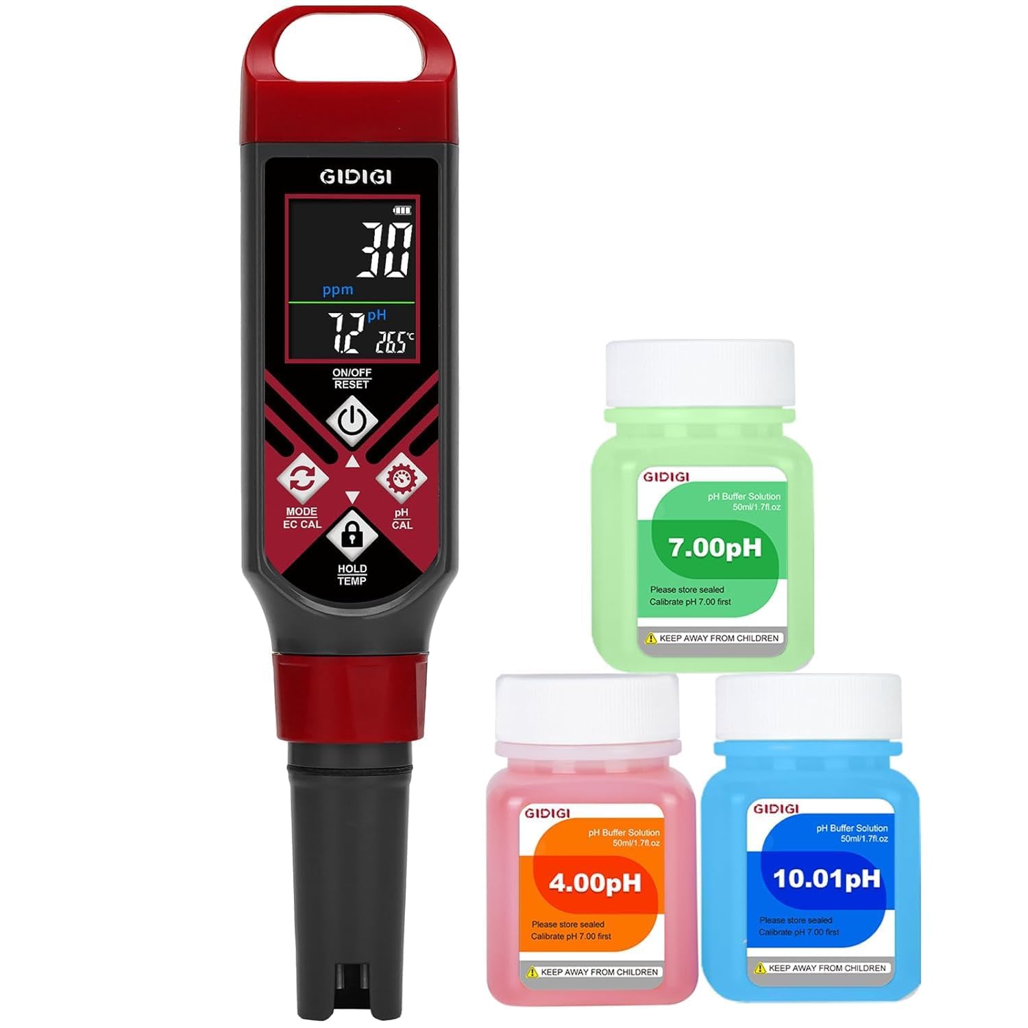 4-in-1 digitale PH-meter, TDS EC-temperatuurmeter Elektrische geleidbaarheidstester voor drinkwater, aquarium, aquariums(Back light