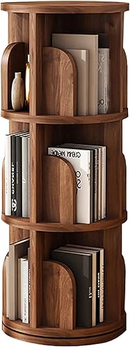 QQXX Estantería giratoria de madera maciza, estantería giratoria redonda de 360, estantería de pie para niños y adultos, estante de esquina